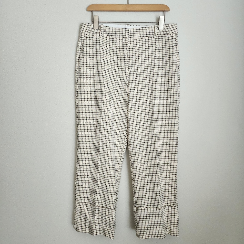 Zara Cuffed Plaid Straight Leg Trouser Pants